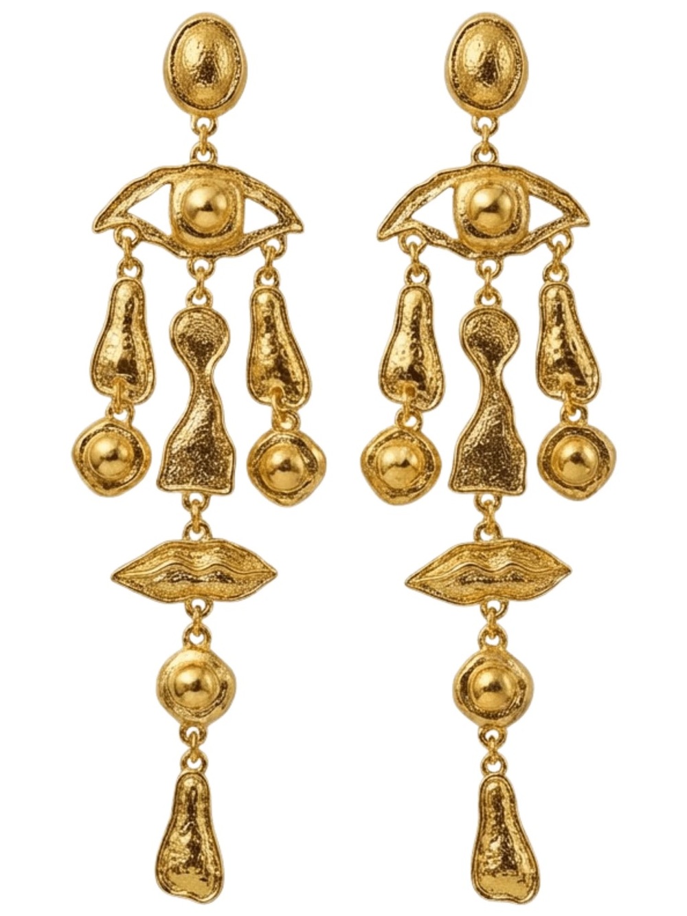 Surrealist Mosaic Face Chandelier Earrings - Picture 4 of 7